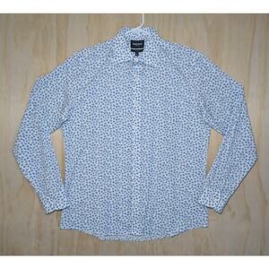 Bonobos Mens Large Long Athletic Fit Blue Floral Wrinkle Free Long Sleeve Button